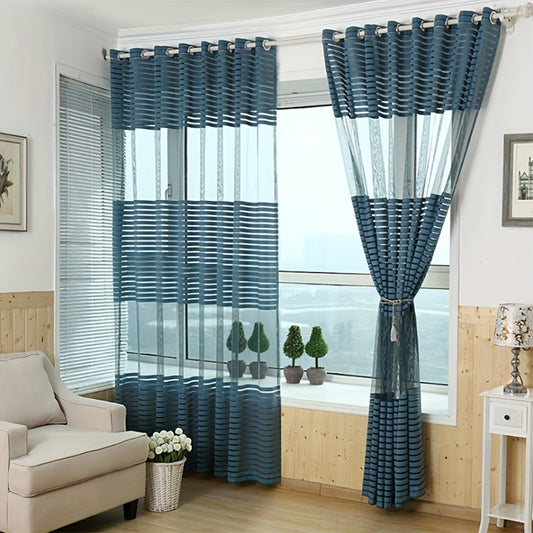 Striped Tulle Curtain for Home Decor - Bedroom Office Kitchen Living