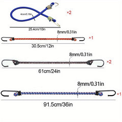 6pcs Bungee Straps with Metal Hooks 4mm 10 8mm 12 24 36 Elastic Cord