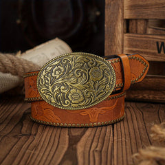 Vintage Pattern Buckle PU Leather Belt For Men