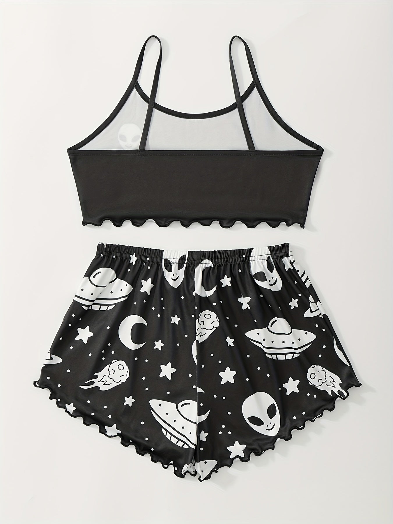 Women's Plus Alien Print Cami Top & Shorts Pajama Set