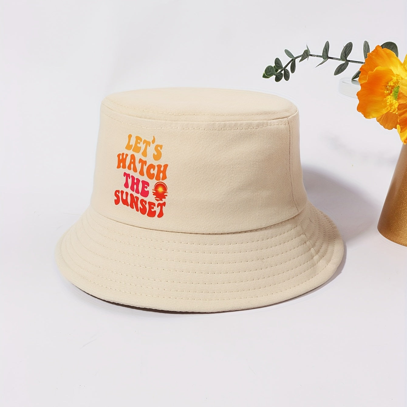 SUNSET Bucket Hat Khaki Sunscreen Basin Hat Cotton Travel Beach Hats Women