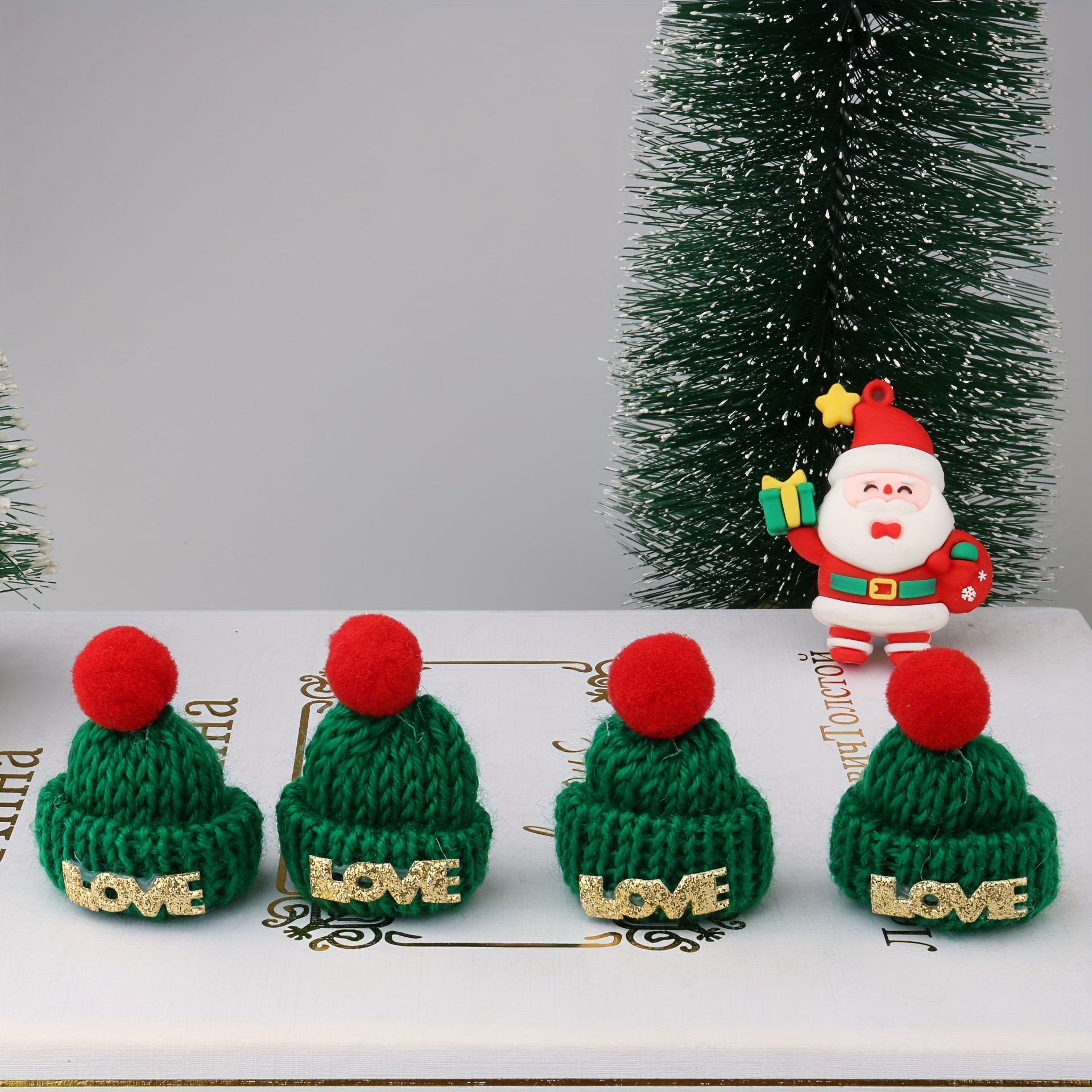 Mini LOVE Woolen Hat Christmas Gift Decorative Lollipop Fork Bottle Hat