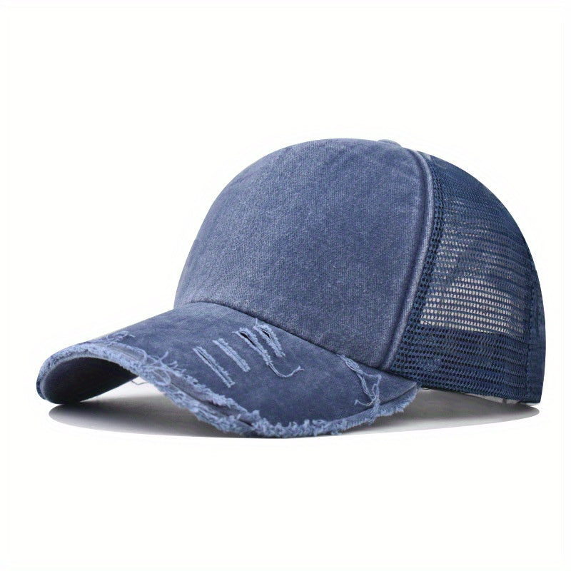 Unisex Ripped Baseball Cap Washed Street Wear Peaked Hat