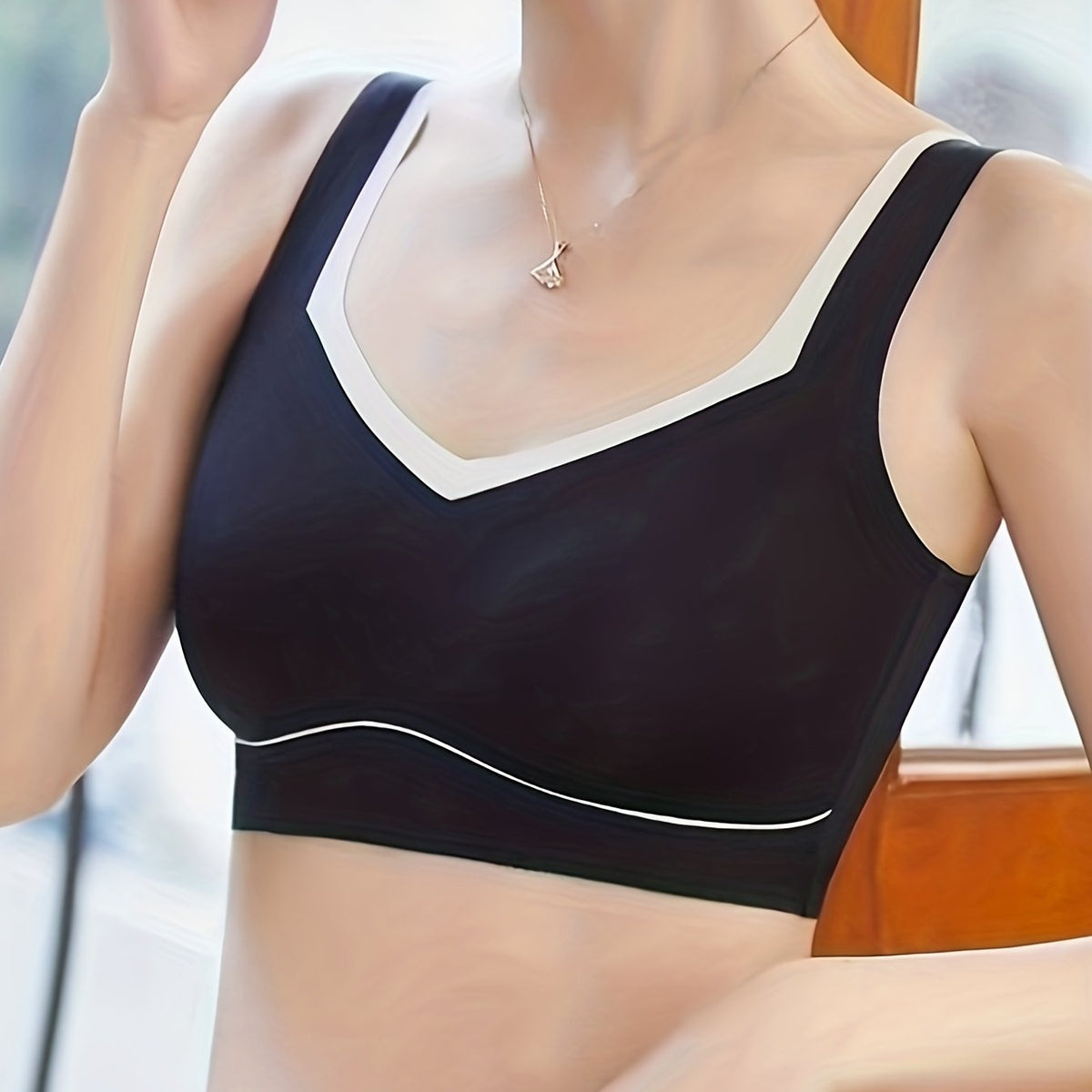 Colorblock Seamless Wireless Bra Soft & Comfortable Lingerie