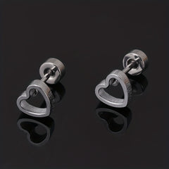 Men's Stainless Steel Stud Earrings Heart Moon Cone Leaf Ear Studs