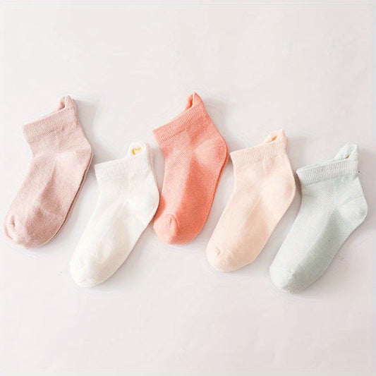 5 Pairs Kids Breathable Boat Socks for Spring & Summer