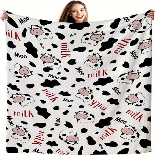 Cow Print Blanket Soft Warm Flannel Blanket for Home & Outdoor Use