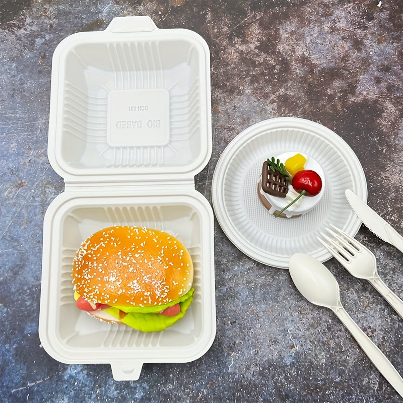 12pcs 99pcs Disposable Hamburger Pastry Bread Cornstarch Box