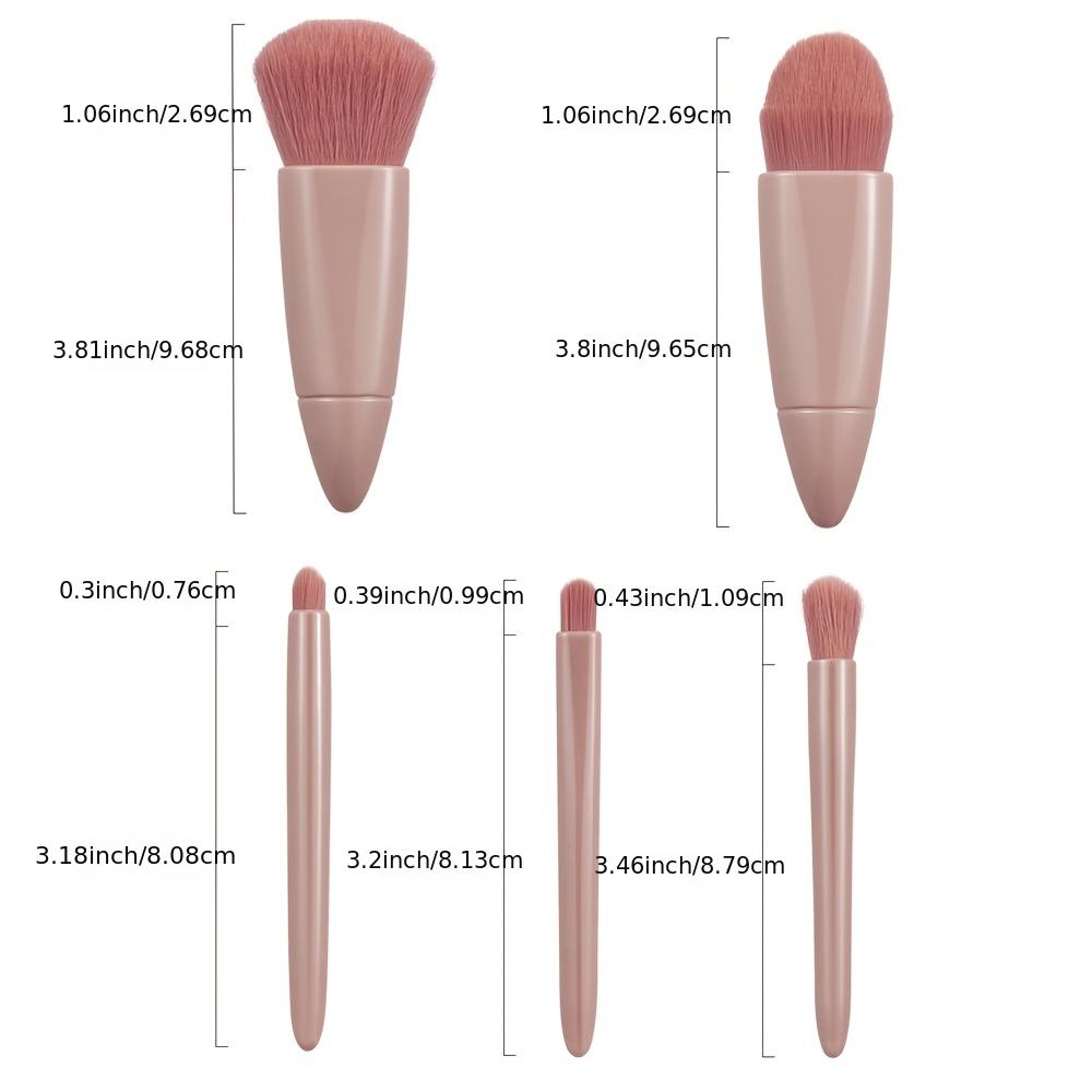 5pc Makeup Brush Set w/ Mirror & Storage Box Portable Soft Fiber Cosmetic Kit