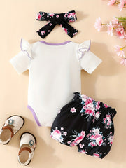 Daddy's Girl, Mommy's World Onesie Set with Floral Shorts