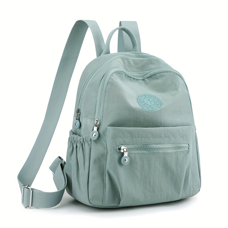 Nylon Zipper Backpack Preppy Style Backpack With Adjustable Strap