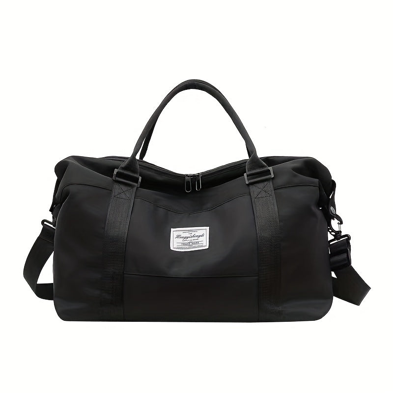 Letter Patch Solid Carry on Bag Portable Handle Zipper Travel Storage Handbag