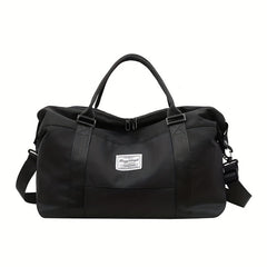 Letter Patch Solid Carry on Bag Portable Handle Zipper Travel Storage Handbag