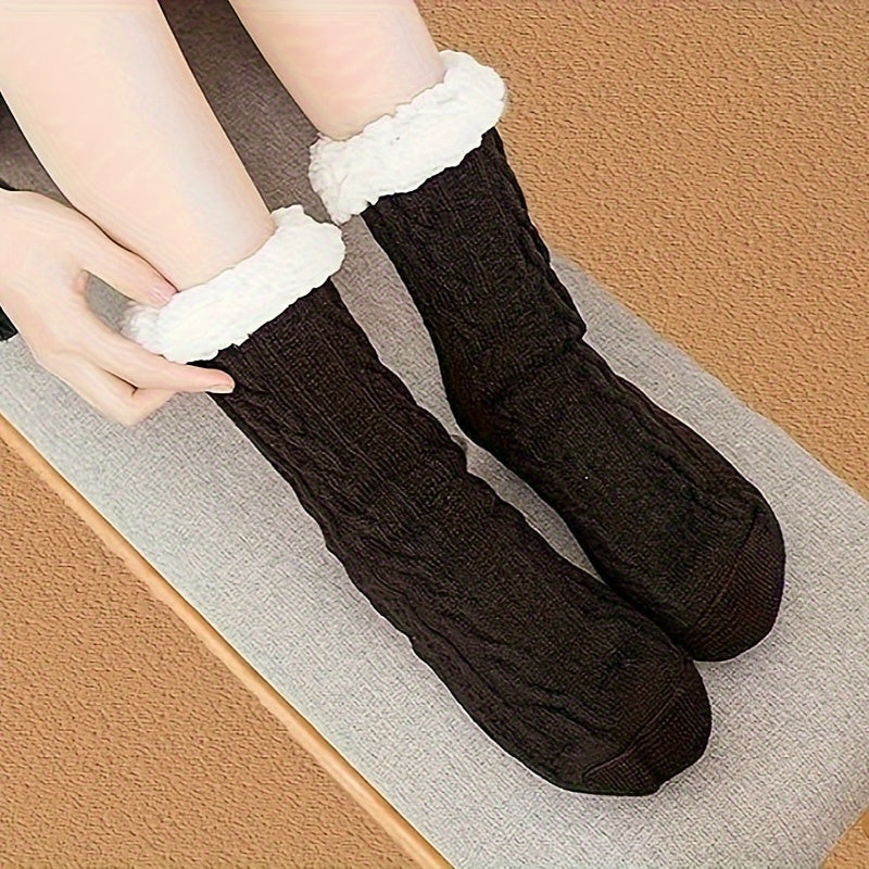 Plush Lined Warm Home Floor Socks Women's Stockings