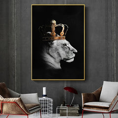 2pcs Crown Lion Wall Poster Canvas Painting 15.7x23.6in