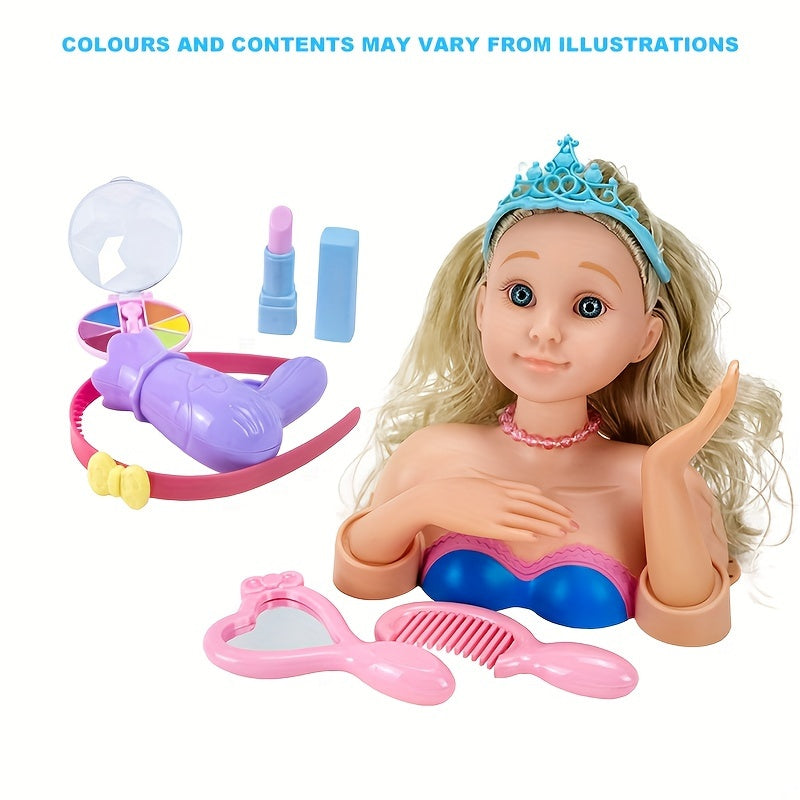 Princess Doll Dress Up Set for Girls with Long Hair and Makeup
