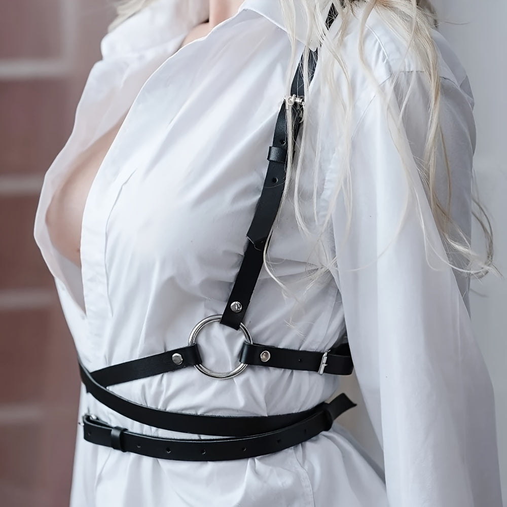 Women's Sexy Harness Belt Faux Leather Body Belt Gothic Adjustable Strap