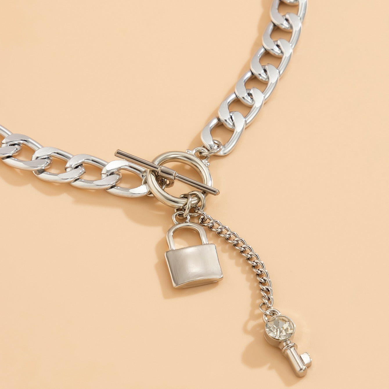 Lock & Key Chain Necklace - Gothic Style Pendant