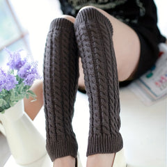 Women's Knitted Foot Cover Twist Pattern Wool Leg Protection Boot Cover