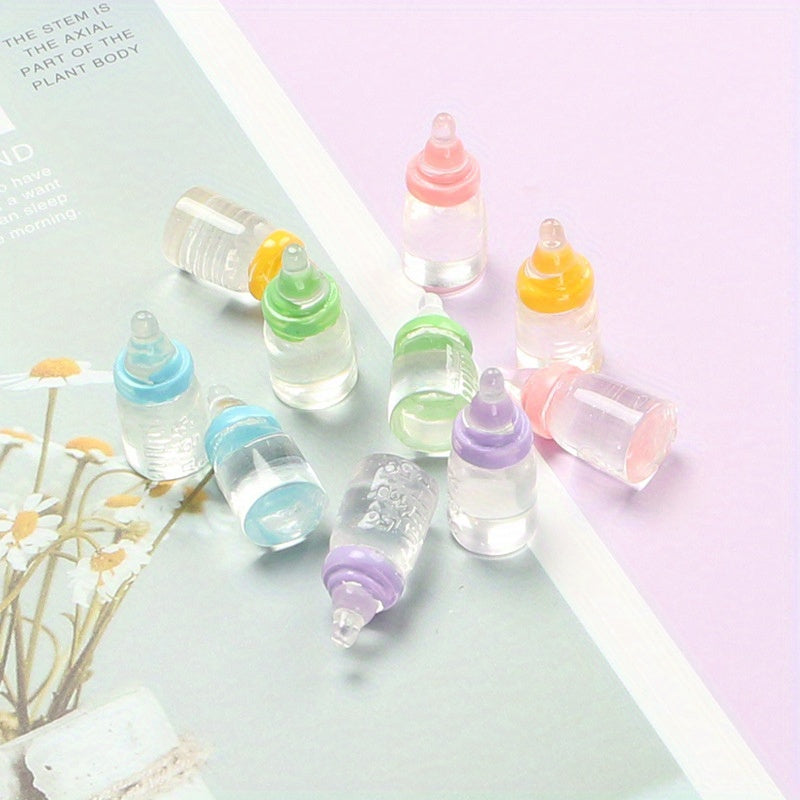 10pcs Mini 3D Milk Bottles & 5 Combinations DIY Decorations for Doll Houses OB11