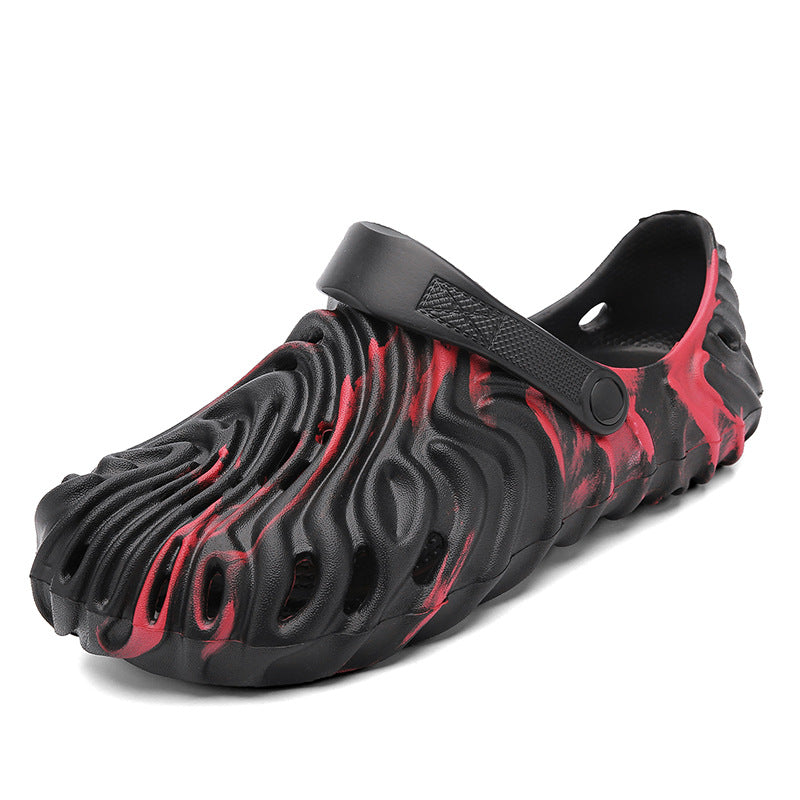 Women's Hollow Out Flat Clogs Closed Toe Non-Slip Quick Drying Beach Sandals
