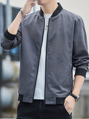 Men's Full Zip Varsity Jacket Casual Baseball Coat