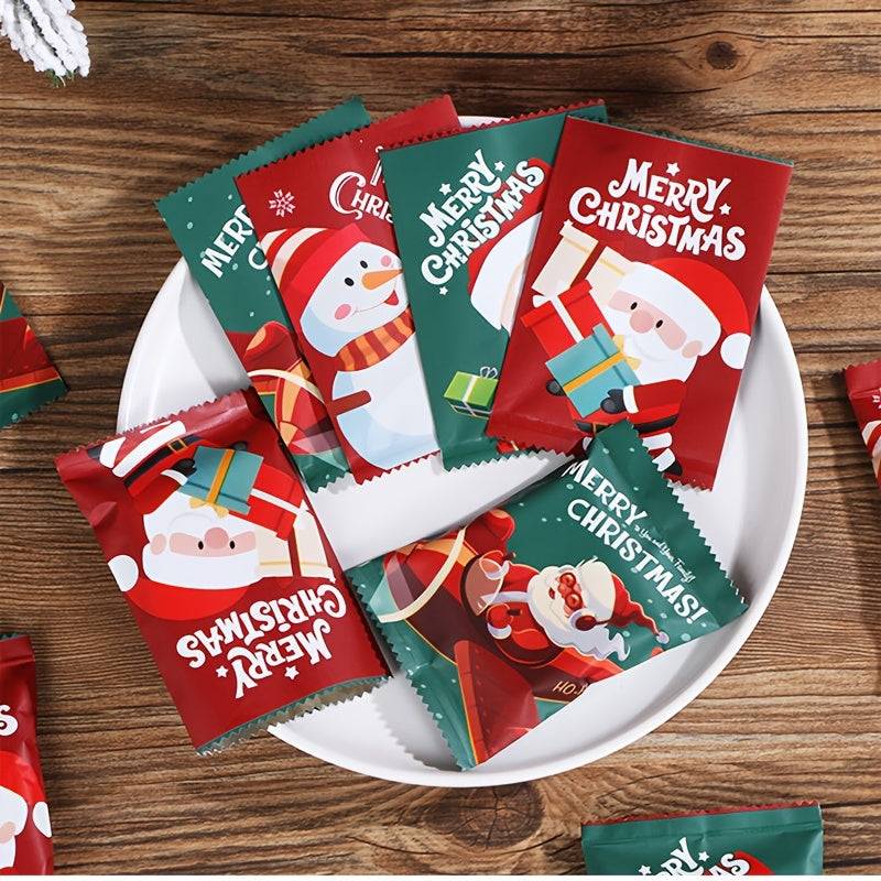 100pcs Christmas Aluminum Film Packaging Bag For Cookies Biscuit And Candy