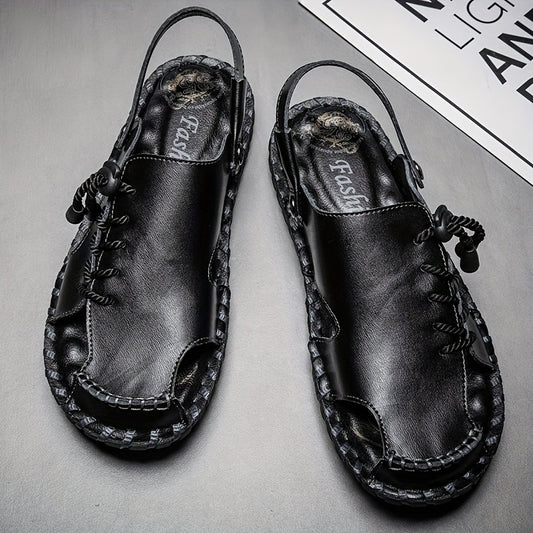 Men's Leather Slip On Slide Sandals Outdoor Walking Shoes