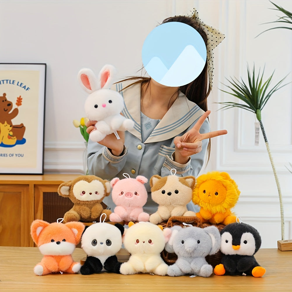 Squatting Lion Plush Doll Soft Fluffy Desk Decor with Expressive Eyes
