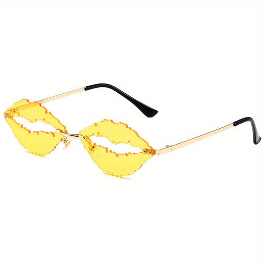 Y2K Irregular Lip Sunglasses Funny Hollow Party Club Sun Shades