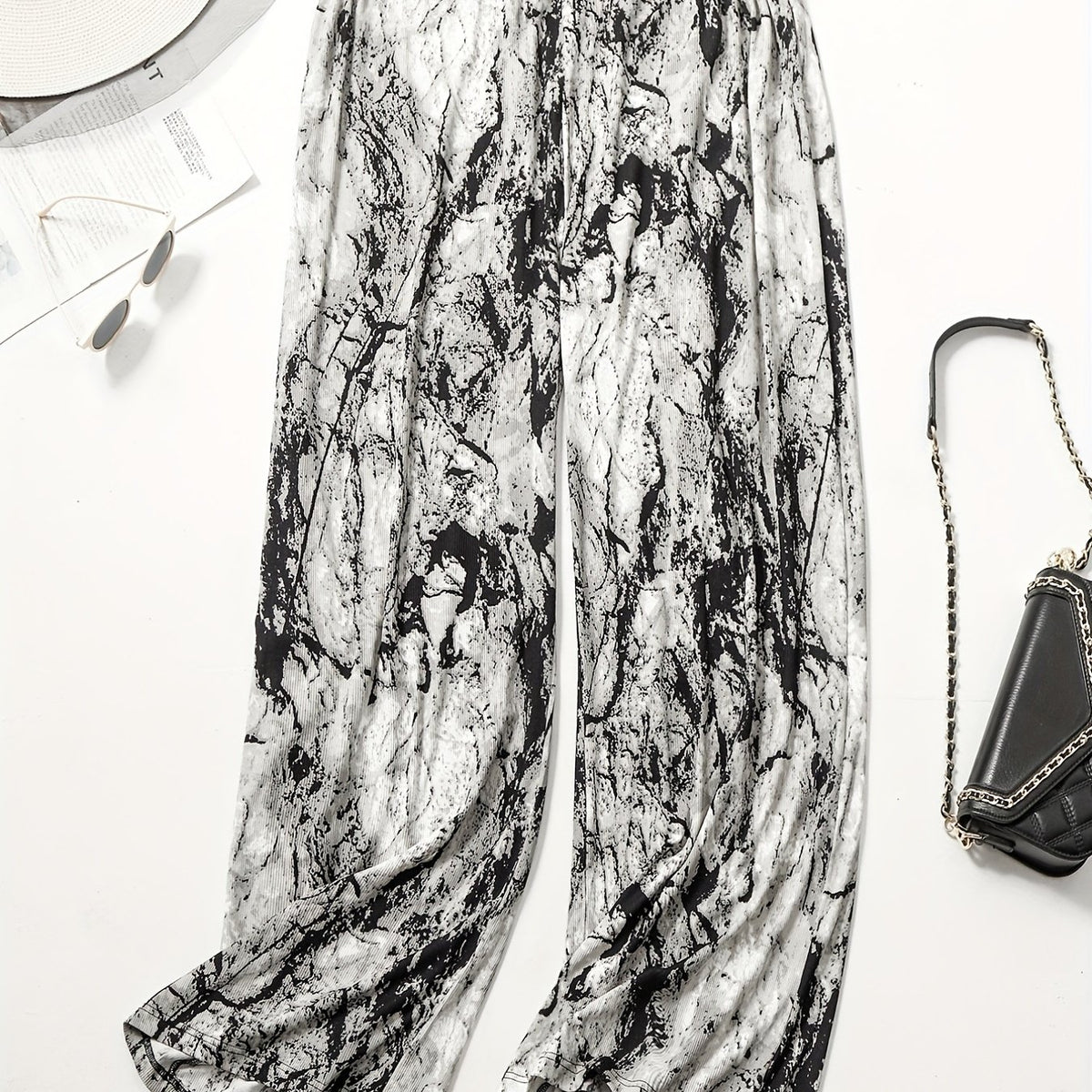  Tie Dye Ribbed Wide Leg Trousers