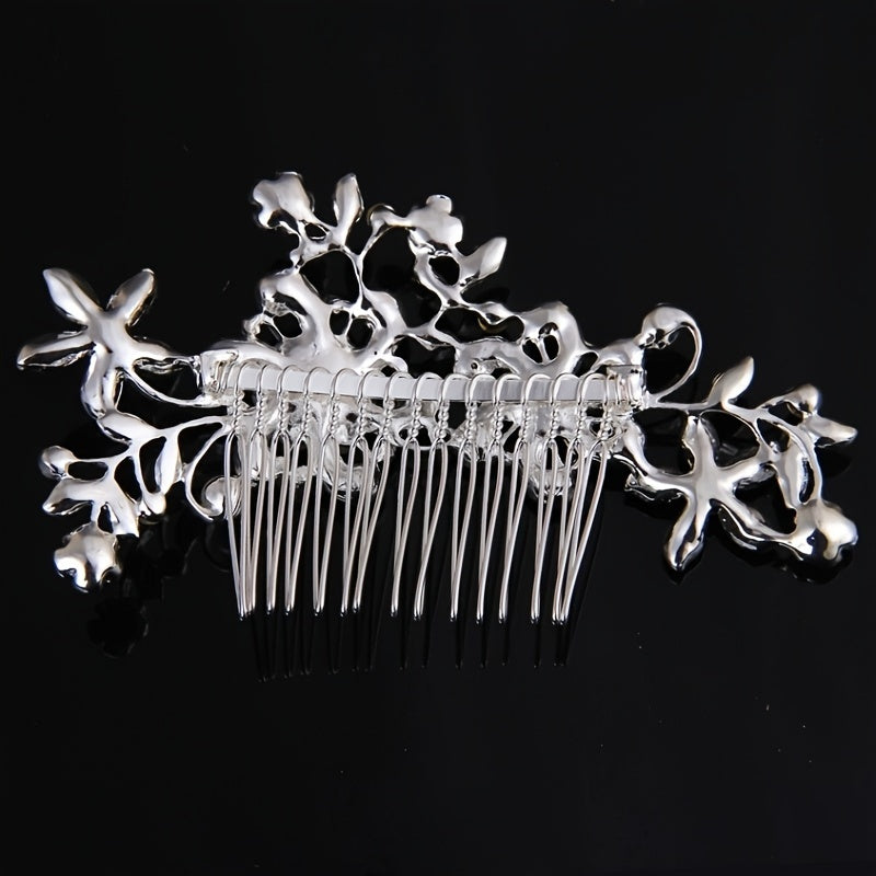Silver Faux Pearl Crystal Wedding Hair Comb Headband