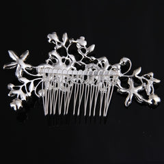 Silver Faux Pearl Crystal Wedding Hair Comb Headband