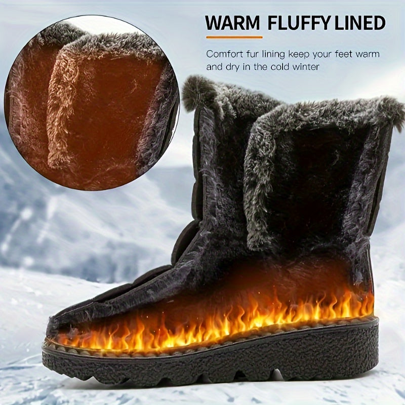Waterproof Fur Fleece Lined High Top Snow Boots Thermal Winter Keep Warm Boots