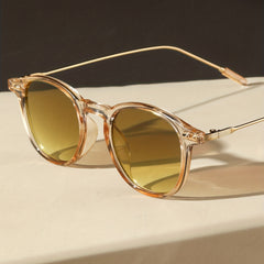 Translucent Round Frame Sunglasses Rivet Decor Glasses UV400