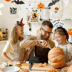 5pcs Large Halloween Ornaments Wooden Christmas Ornaments Painted DIY Blank