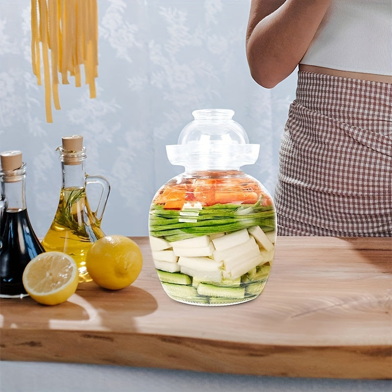 Chinese Glass Pickle Jar 1500ml Fermentation Jar with Water Seal