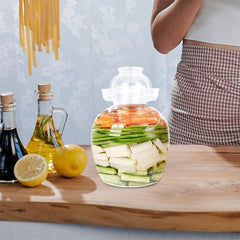 Chinese Glass Pickle Jar 1500ml Fermentation Jar with Water Seal