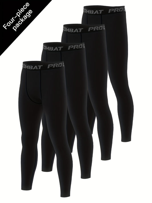 Men's Solid Leggings Active Quick Dry Compression Pants For Outdoor Running