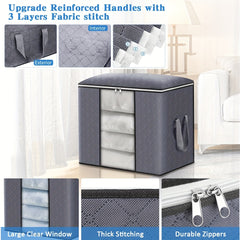 4pcs Zippered Clothes Storage Box Large Capacity Organizer