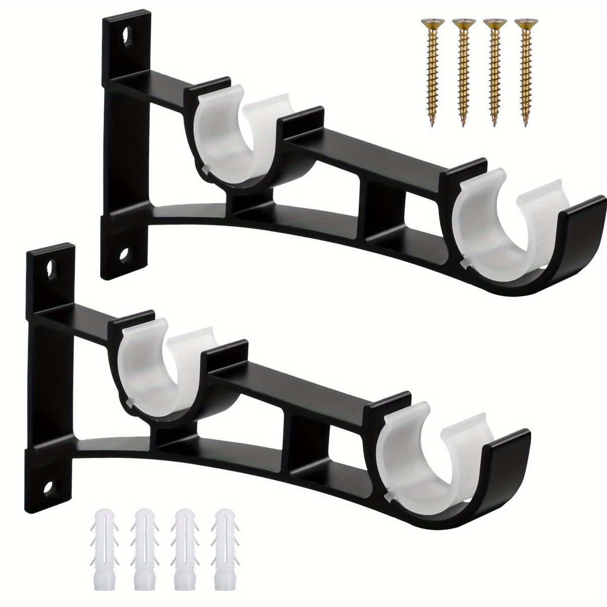 Heavy Duty Double Curtain Rod Brackets Supports up to 50kg