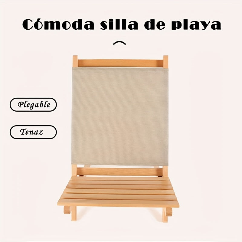 Solid Wood Folding Beach Chair for Camping & Fishing
