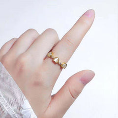 Golden Love Opal Ring Adjustable Ring Heart shaped
