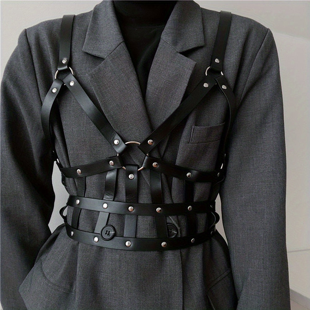 Punk Rivet Caged Bra Harness PU Leather Body Harness