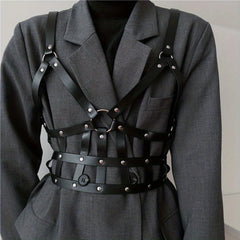 Punk Rivet Caged Bra Harness PU Leather Body Harness