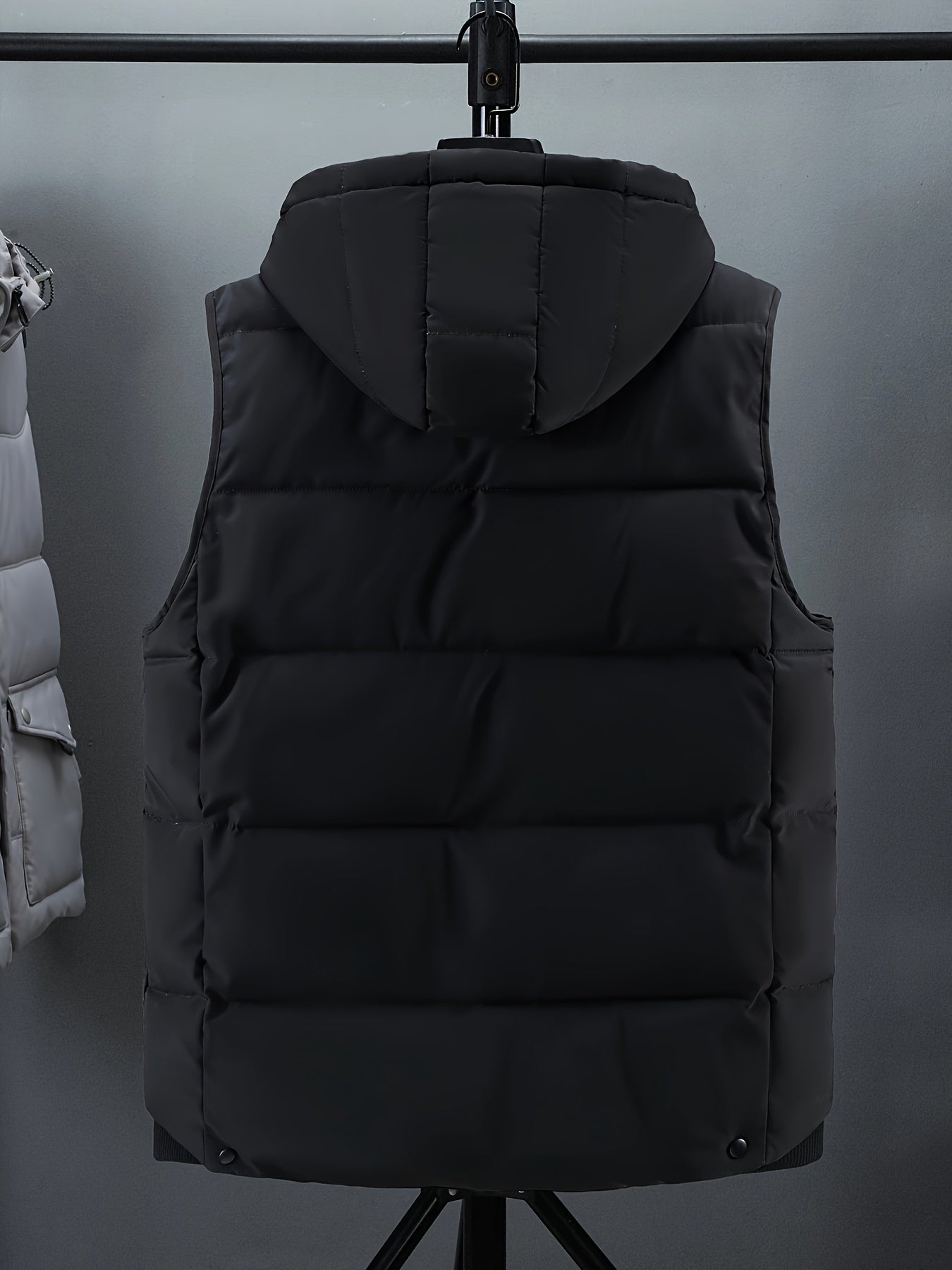 Men Sleeveless Down Thermal Hooded Vests Jackets Zipper Outdoor Winter Casual