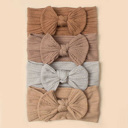 4pcs Jacquard Bow Wide Brim Headband for Infant Toddler Baby