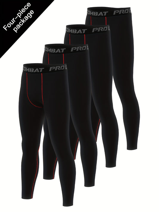 Men's Solid Leggings Active Quick Drying Sports Compression Pants