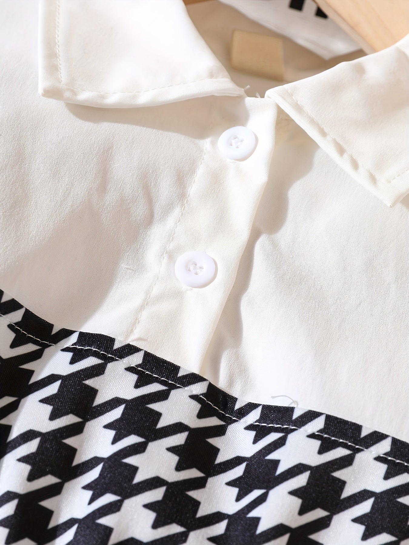 Girl's Houndstooth 2pcs Peplum Shirt & Pants Set
