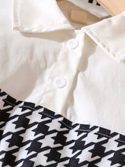 Girl's Houndstooth 2pcs Peplum Shirt & Pants Set